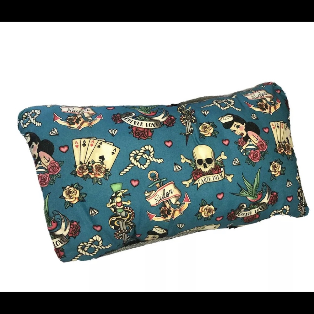 Ocean Sailor Blue Pillow (9 in x 14 in) Tattoo